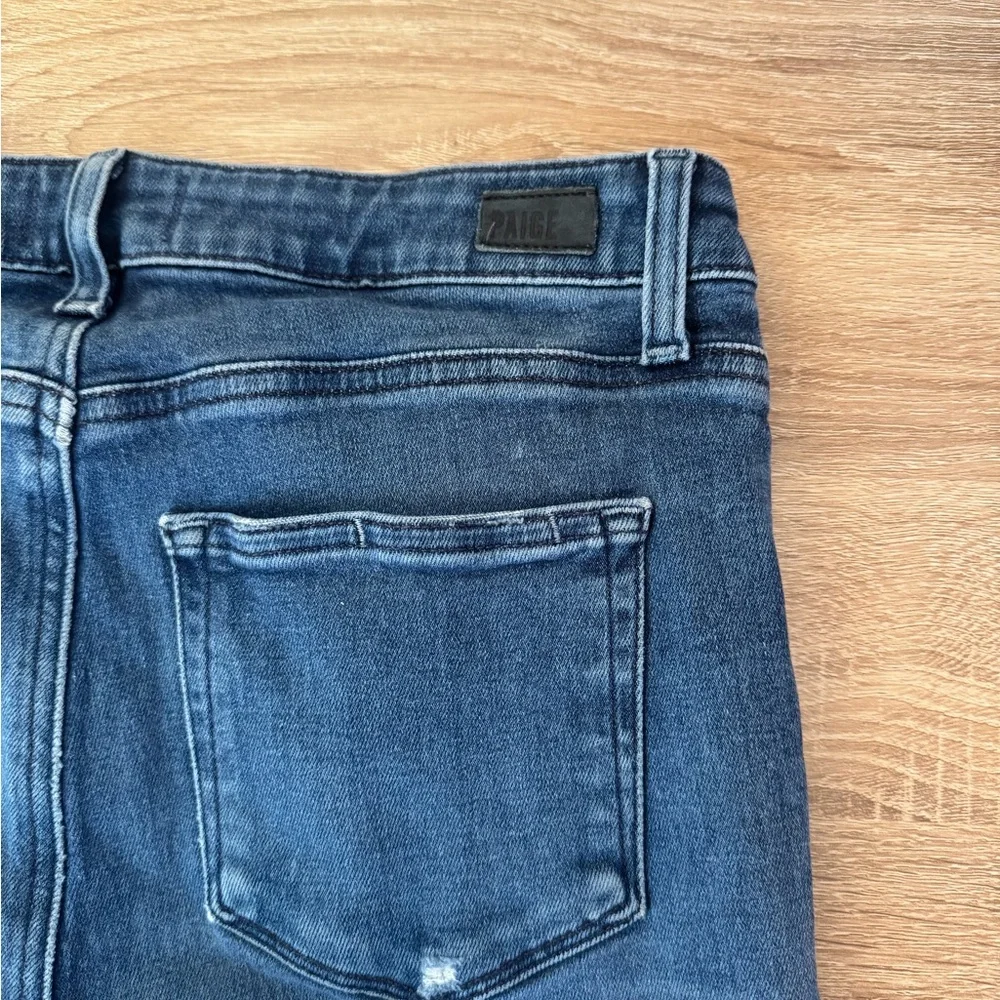PAIGE‎ High Rise Laurel Canyon Aegean Distressed Blue Wash Flare Jeans Size 28